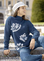 Trui met intarsia JEANSBLAUW-WIT