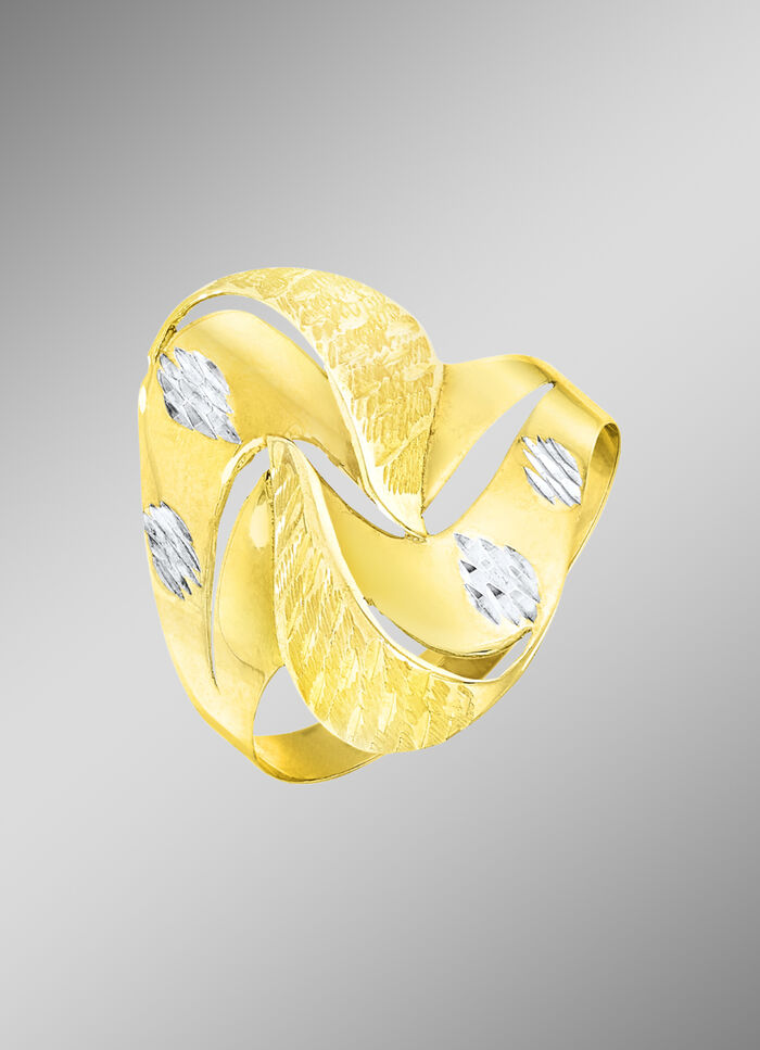 Damesring in bicolor met structuur 