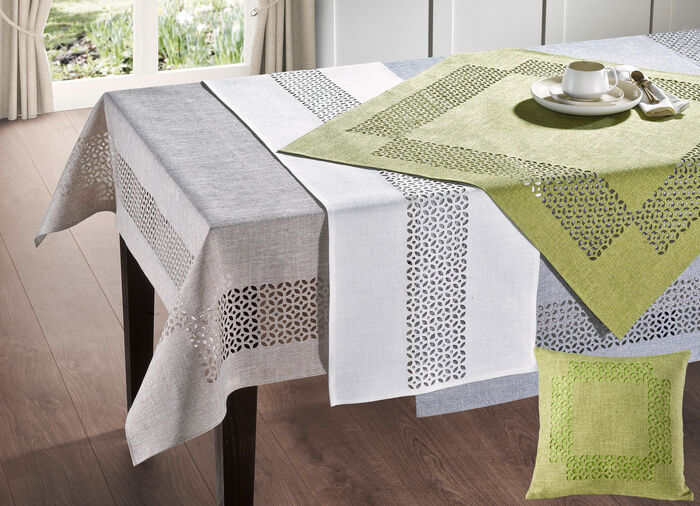 Tafelkleed met decoratieve perforaties WIT