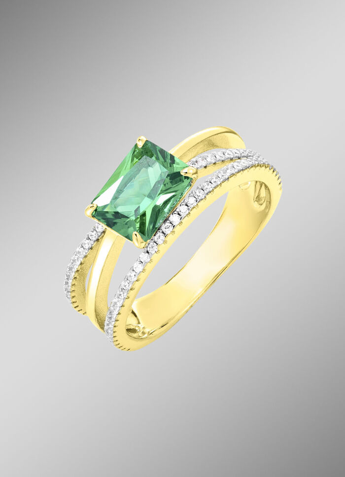 Vergulde damesring met zirkonia 