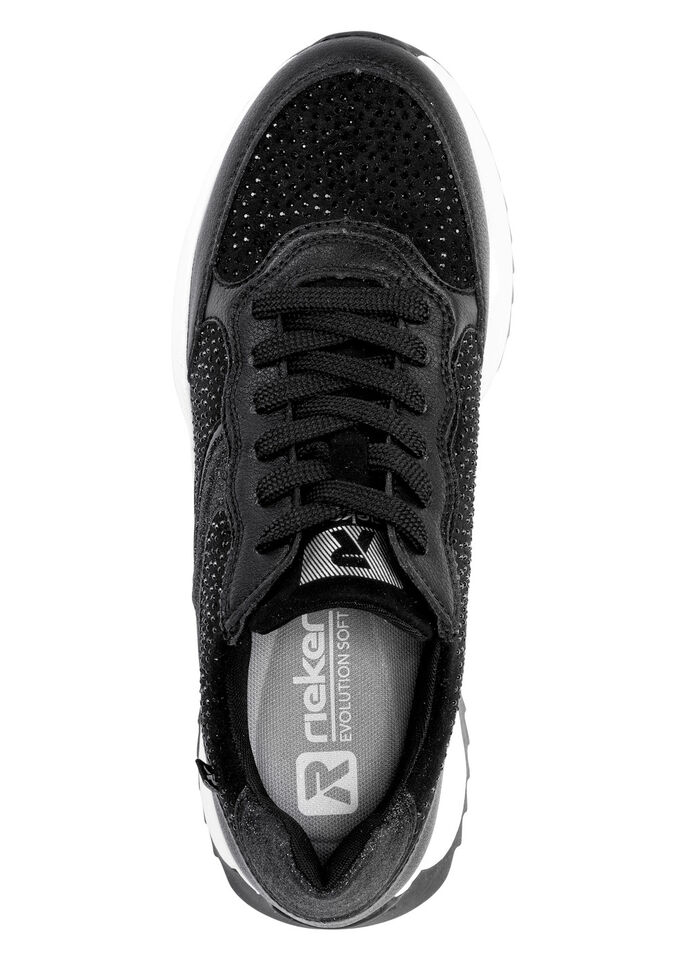 Rieker sneakers met glittersteentjes ZWART