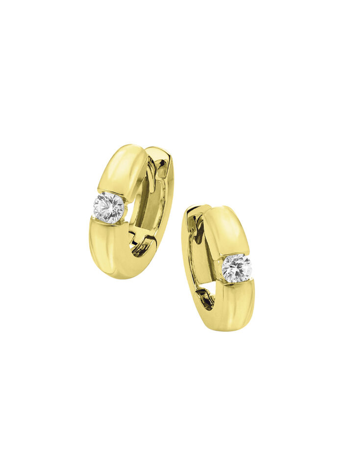 Glanzende opvouwbare oorringen met 2 diamanten 