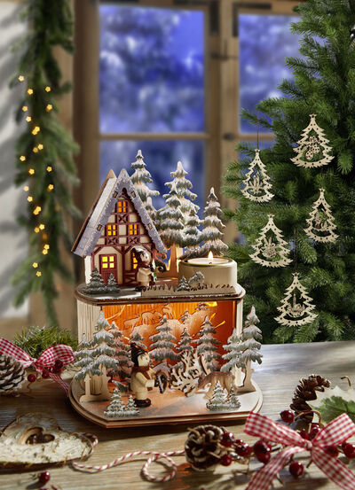 Verlicht winterbostafereel met timerfunctie 