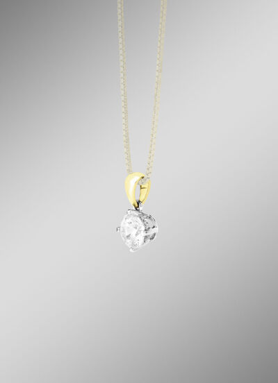 Solitaire hanger in bicolor met diamant 