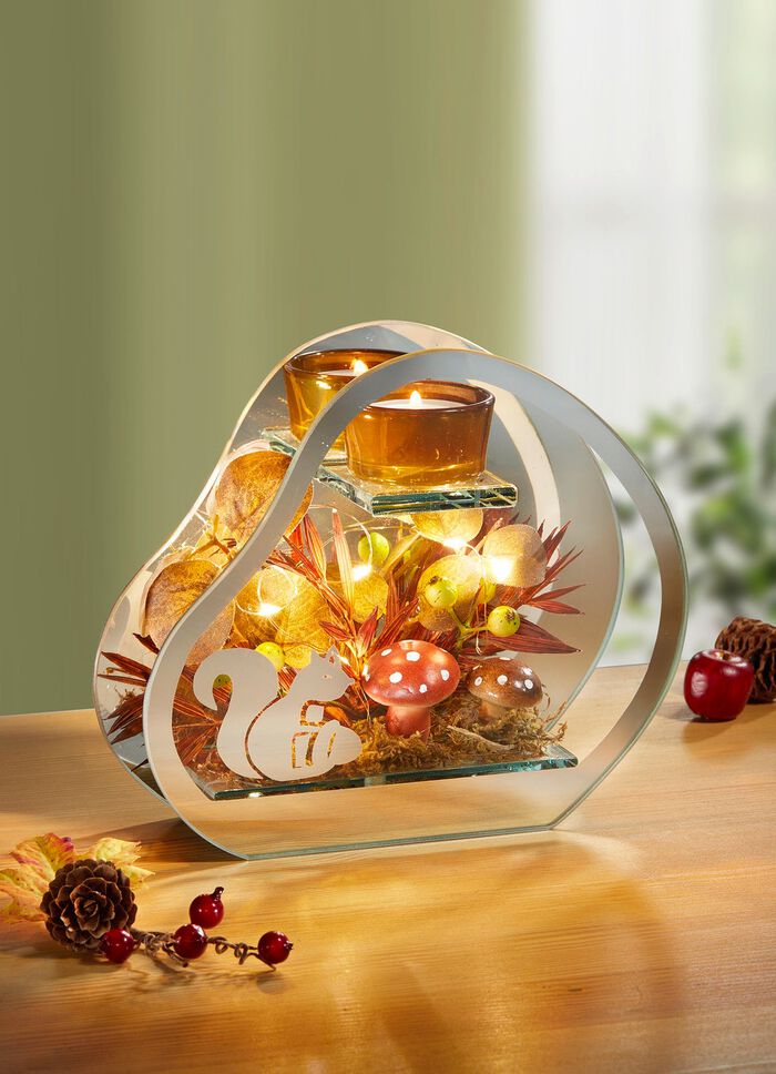 Verlichte glazen theelichthouder 