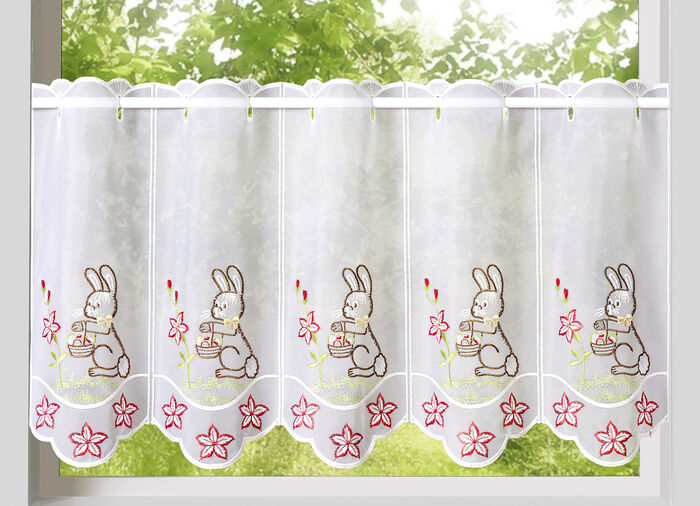 Korte winkel paashaas met echt Plauen-borduurwerk