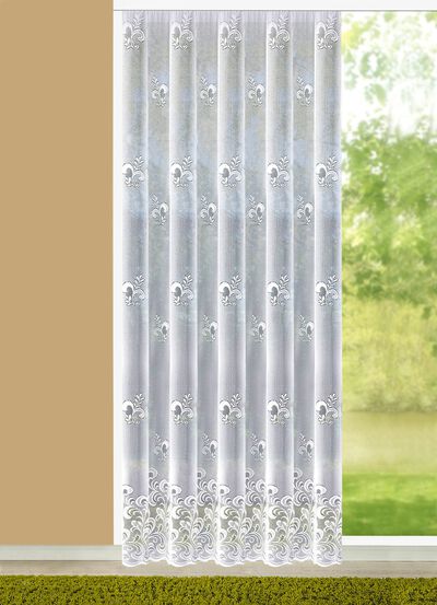 Lange venstervitrage met universele railband 