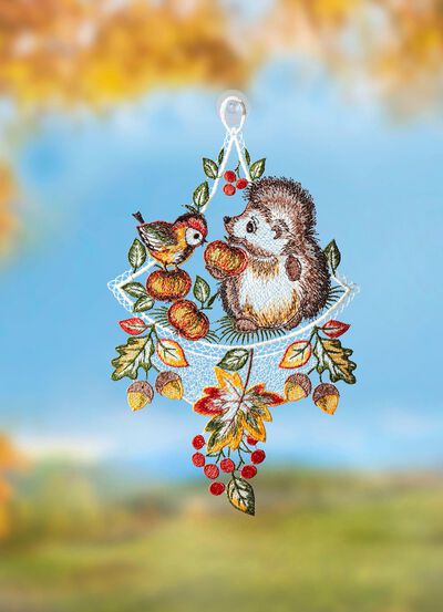 Raamdecoratie van echt Plauen-kant 