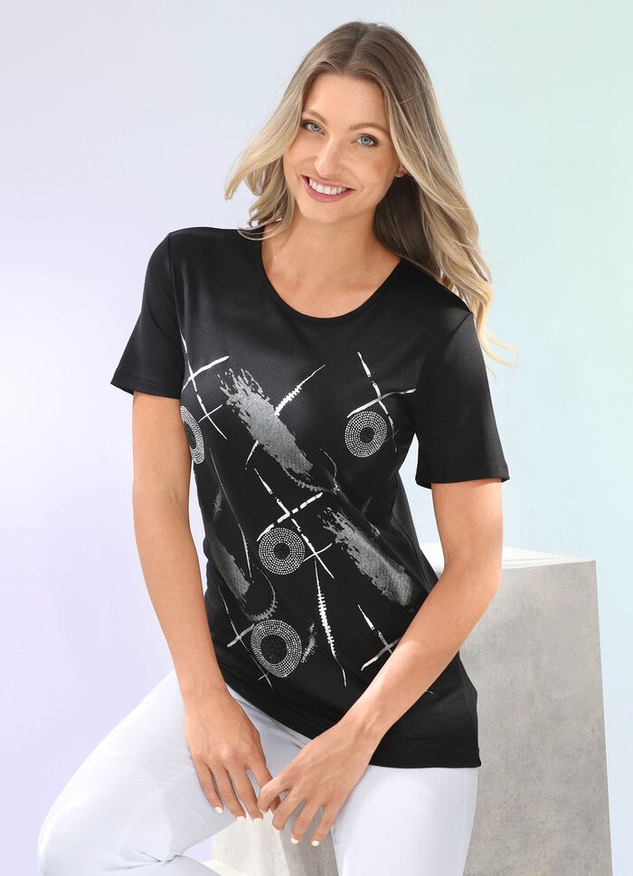 Shirt met zilveren contrastprint 