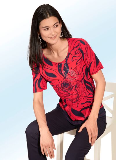 Shirt met ronde halslijn in 2 kleuren 