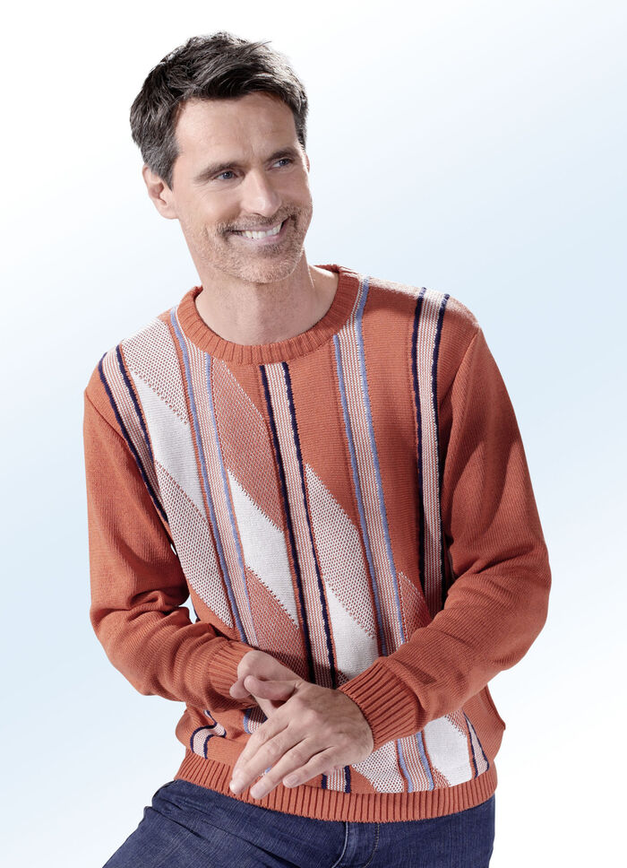 Trui met ronde hals in 2 kleuren TERRACOTTA