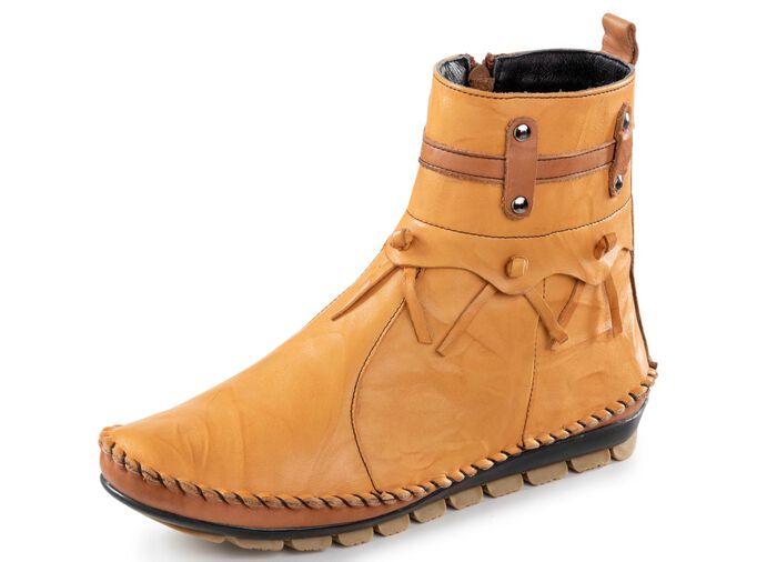 Gemini mocassin enkellaarsjes met een gerimpelde structuur CURRY