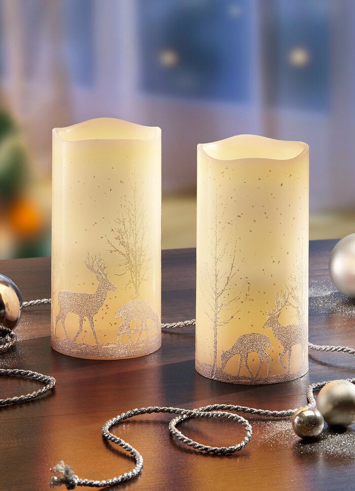 LED-kaars van echte was op batterijen, set van 2 