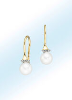 Oorhaken met gekweekte zoetwaterparels en diamanten 