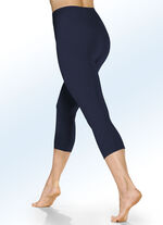 Verpakking van twee capribroeken met elastische band 1 X GRIJS GEM&Ecirc;LEERD, 1 X MARINE