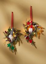 Kerstmankrans met LED-verlichting, set van 2 