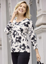 Trui in fijngebreide bloemenprint 