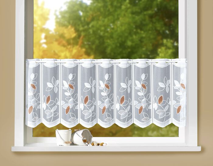 Korte vitrage &lsquo;bladeren&lsquo; 