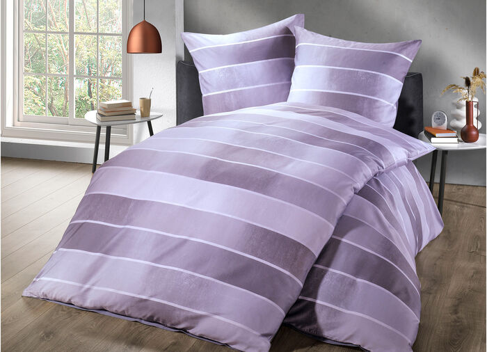 Beddengoedset met blokstreepdessin ROSÉ