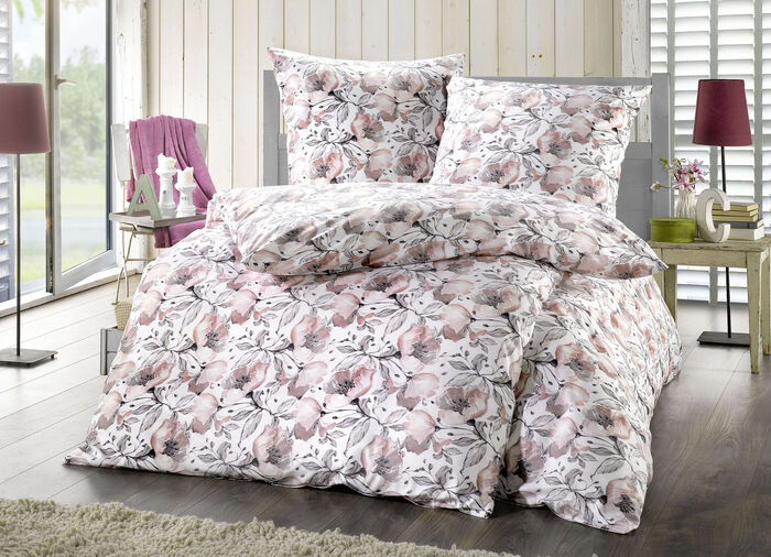 Katoenen beddengoedset met magnoliadessin 