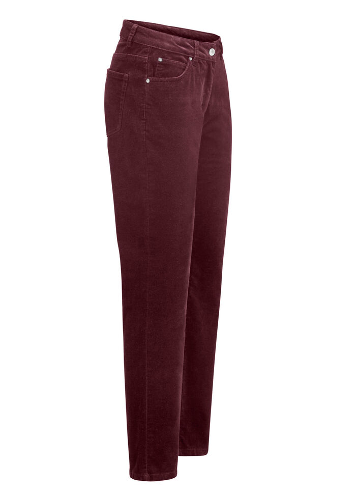 Fluweelzachte broek in 5-pocketmodel BORDEAUX