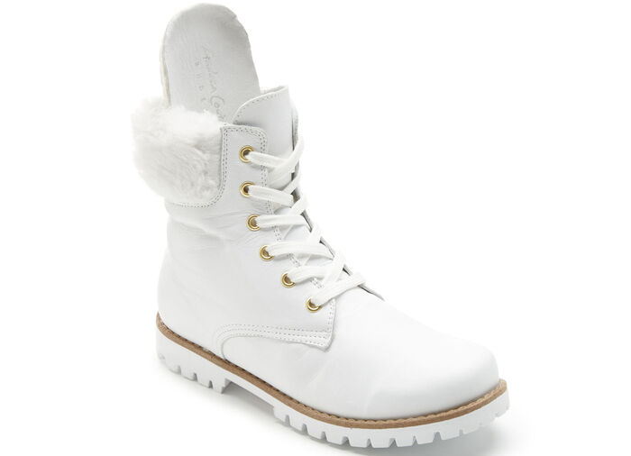 Andrea Conti veterlaarsje met pluizige pluche kraag WIT