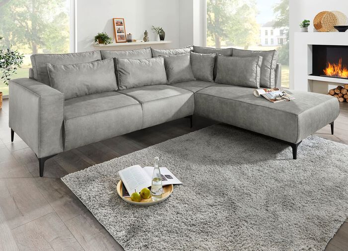 Gestoffeerde hoek in su&egrave;de-look GRIJS