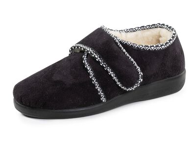 Warme damespantoffels, breedte H, met klittenbandsluiting 