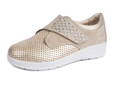 Comfortabele klittenbandschoen met uitgebreide strassversiering 