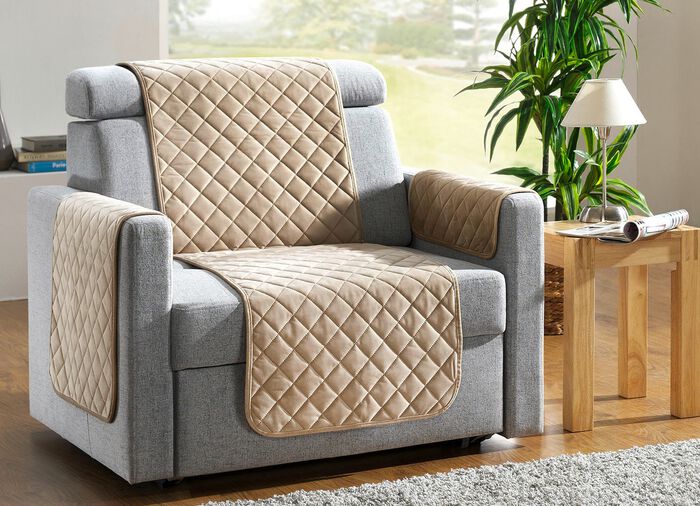 Fauteuil-, bank- en armleuningbeschermers met bandrand ZAND