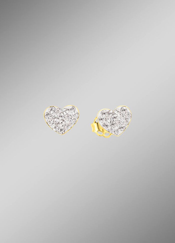 Hartvormige oorknopjes met kristallen 