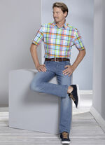 Geruit overhemd van King's Road TURKOOIS-LIMOEN-KLEURRIJK GERUIT