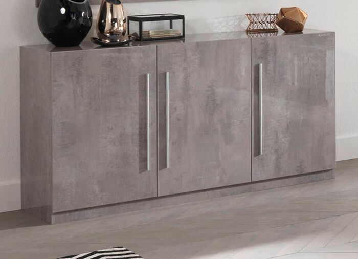 Dressoir, 3 deuren met hoogglans oppervlakken MARMOROPTIK