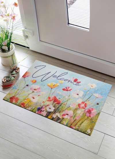 Bloemendeurmat "Welkom" 