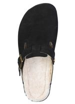 Mubb, klassieke damespantoffels, breedte H, met lamsvacht ZWART