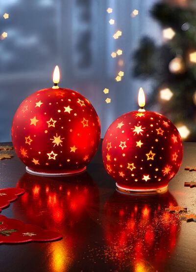 LED-kaarsen met stermotief, set van 2 