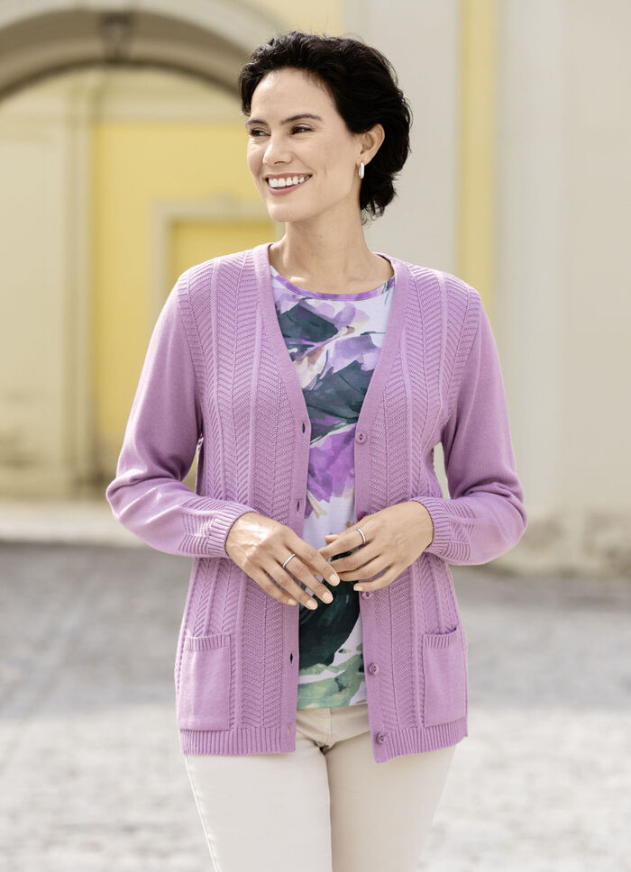Cardigan met fijne structuurstrepen FLIEDER