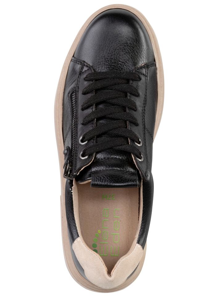 ELENA EDEN veterschoen met velours afwerking ZWART-BEIGE