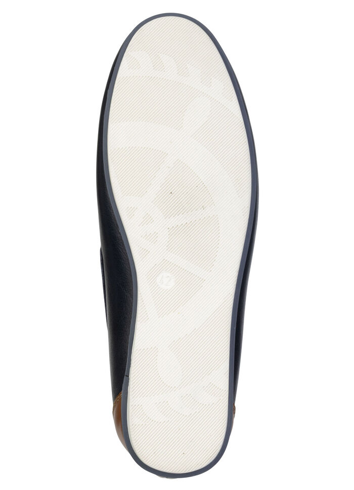 GINO GALANTE, klassieke herenpantoffels, met leren inzetstukken MARINE-COGNAC