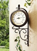 Radio wandklok met thermometer 