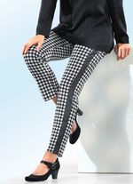 Broek met houndstooth-dessin ZWART-ECRU