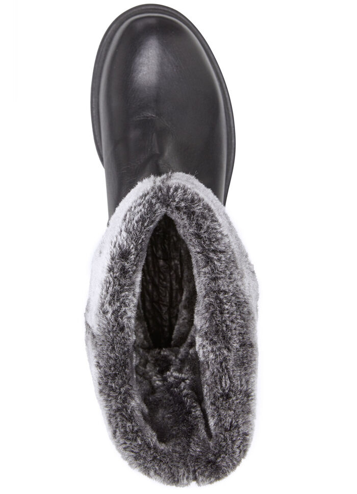 Andrea Conti-laarzen met een donzige omslagkraag ZWART