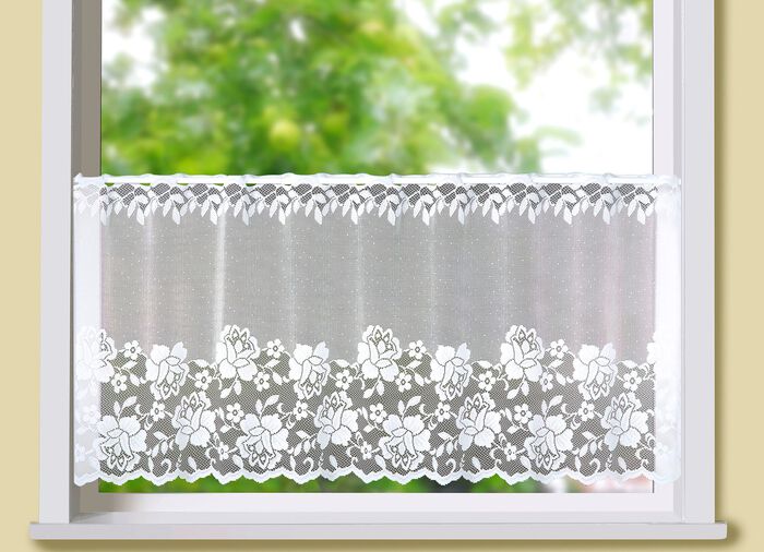 Leuk kort glasgordijn met stangdoorvoer 