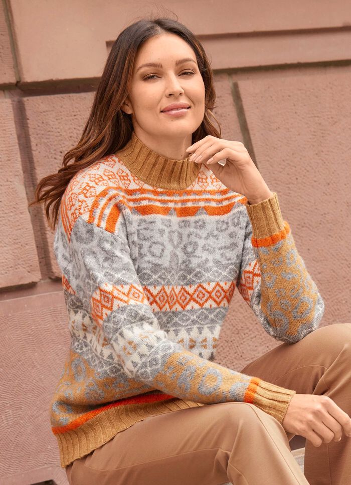 Trui in een uitgebreide patroonmix 