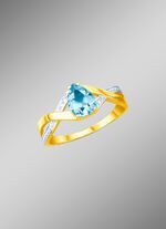 Damesring met echte blauwe topaas en briljanten 