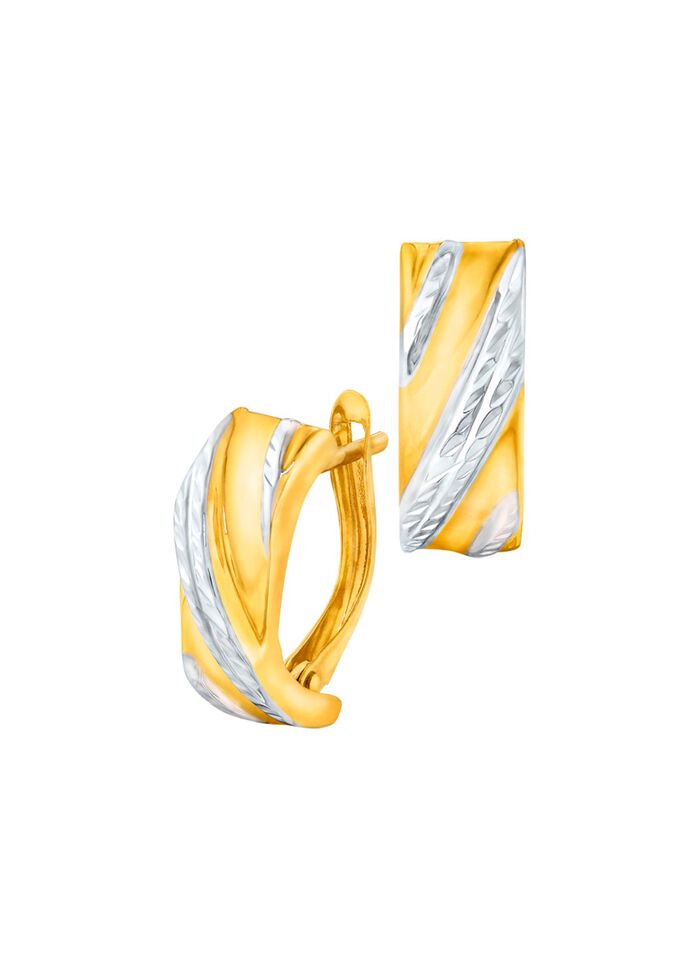 Tweekleurige creoolse klapoorbellen, deels machinaal gegraveerd 