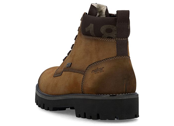 Rieker, gevoerde herenlaarzen, winterschoenen, breedte H, met rits COGNAC