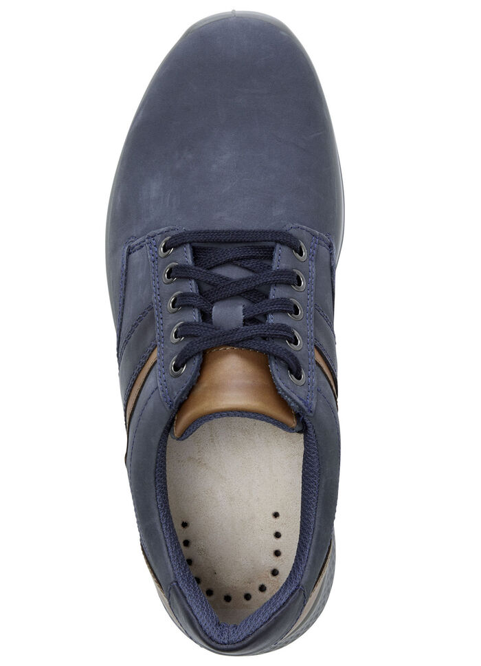 GINO GALANTE, comfortabele heren veterschoenen, breedte K, met uitneembaar voetbed MARINE-COGNAC