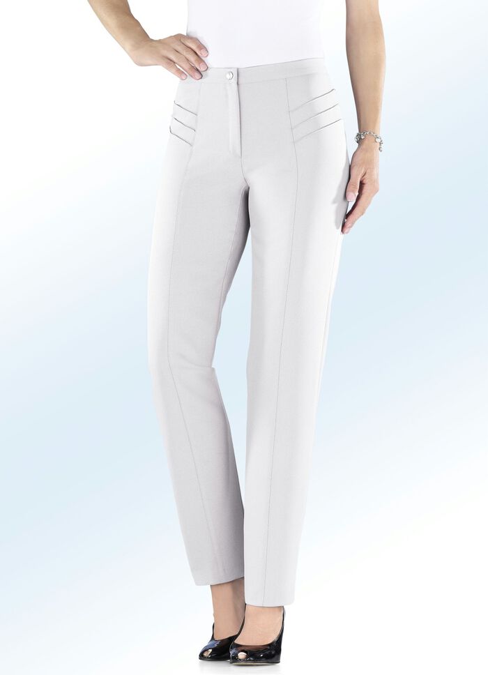 Broek met mooie biezenversiering ECRU