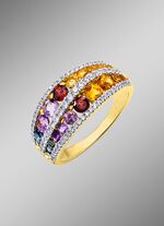 Damesring met diamanten en edelstenen 